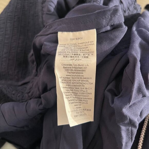 NWOT Tory Burch Smocked Shoulder-Tie Jumpsuit Size XS Navy Blue - Picture 11 of 13